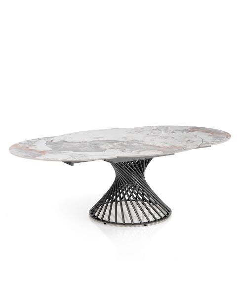 Table à rallonges Jorum 2 gris/marbre onyx - 75xØ.120 cm