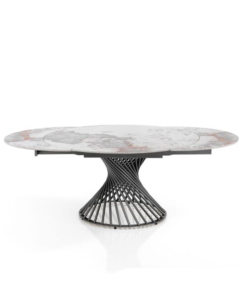 Table à rallonges Jorum 2 gris/marbre onyx - 75xØ.120 cm