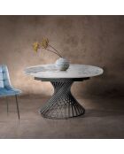 Table à rallonges Jorum 2 gris/marbre onyx - 75xØ.120 cm
