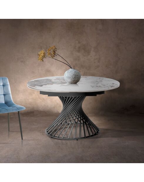 Table à rallonges Jorum 2 gris/marbre onyx - 75xØ.120 cm