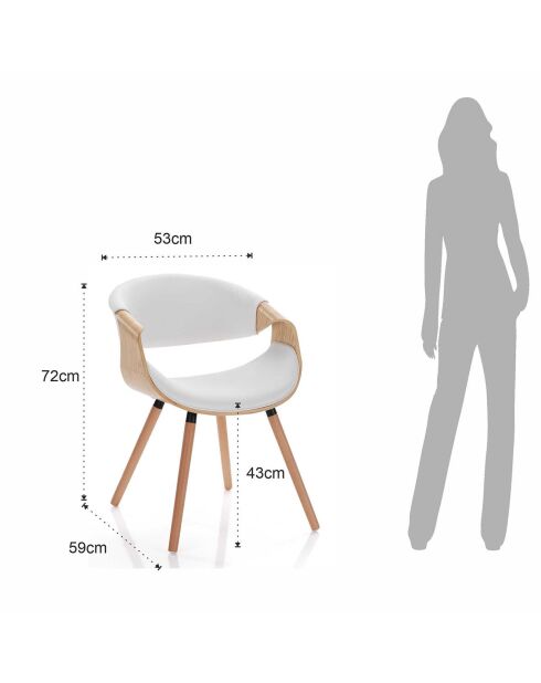 Chaise Visby 2 chêne/blanc - 72x53x59 cm
