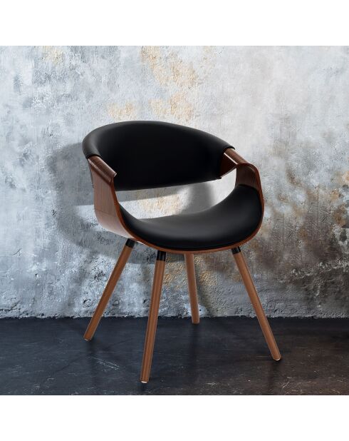 Chaise Visby 2 noyer/noir - 72x53x59 cm