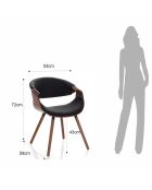 Chaise Visby 2 noyer/noir - 72x53x59 cm