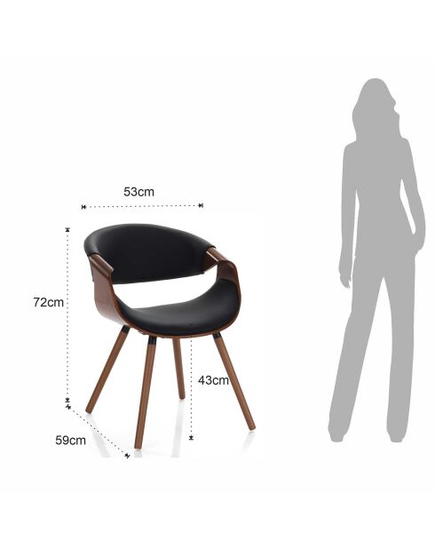Chaise Visby 2 noyer/noir - 72x53x59 cm