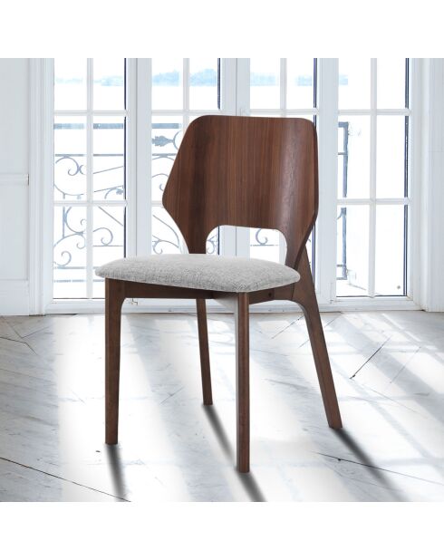 2 Chaises Natacha noyer/gris - 84x48x55 cm