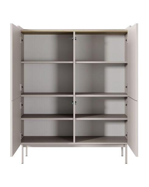 Meuble haut 4 portes Malena beige - 126.2x100x38 cm