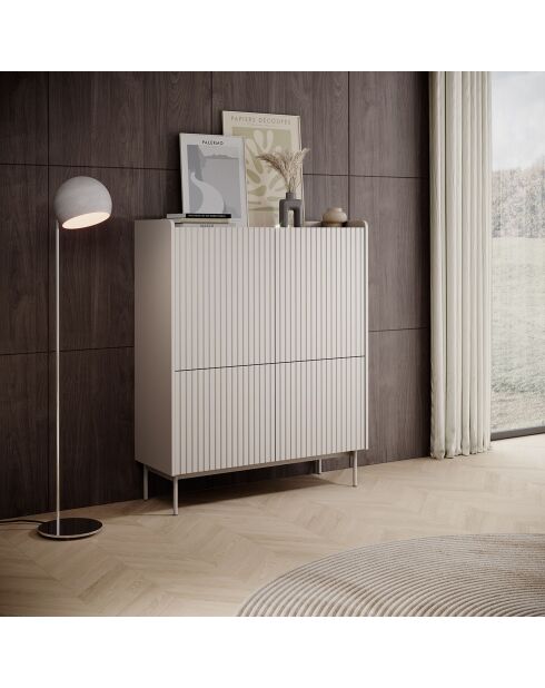 Meuble haut 4 portes Malena beige - 126.2x100x38 cm