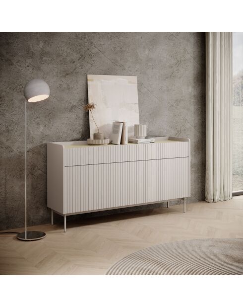 Buffet 3 portes + 3 tiroirs Malena beige - 82.2x153x38 cm