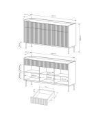Buffet 3 portes + 3 tiroirs Malena beige - 82.2x153x38 cm