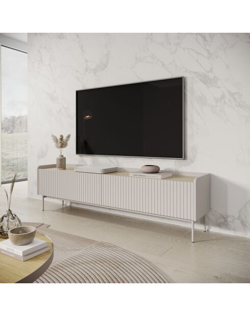 Meuble TV 2 portes Malena beige - 50.2x153x38 cm