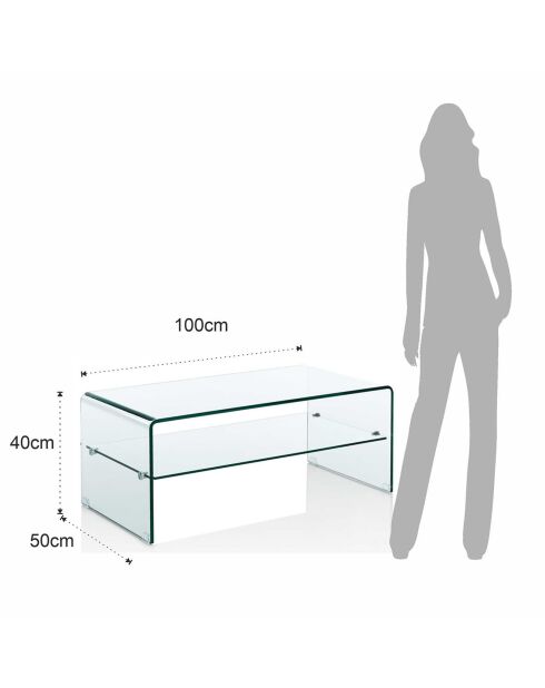 Table basse Cristal Evo transparente - H40xL100xP50 cm