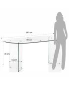 Table/Bureau Kaya Oval 180 transparente - H78xL180xP90 cm