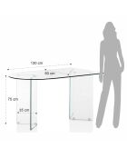 Table/Bureau péninsule Kaya 130 transparente - H75xL130xP80 cm
