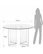 Table ronde Kaya transparente - H78xØ136 cm