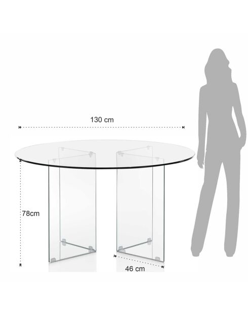Table ronde Kaya transparente - H78xØ136 cm