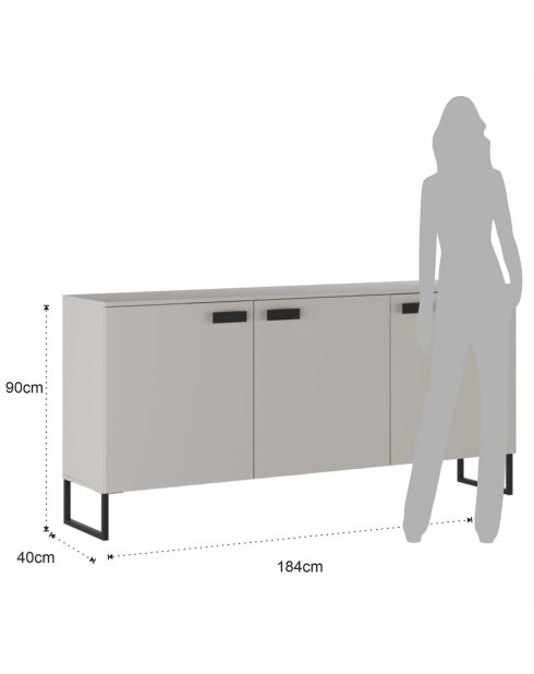 Buffet 3 portes Thessa beige - 90x184x40 cm