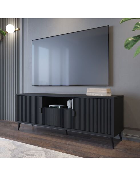 Meuble TV  2 portes Roma noir - 61x153.5x40 cm