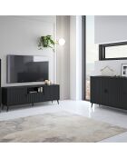 Meuble TV  2 portes Roma noir - 61x153.5x40 cm