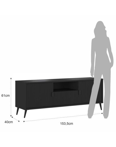 Meuble TV  2 portes Roma noir - 61x153.5x40 cm