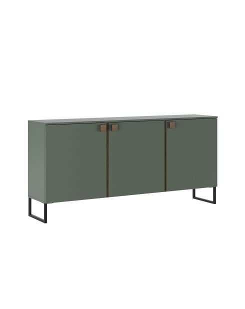 Buffet 3 portes Thessa vert gris/noyer - 90x184x40 cm