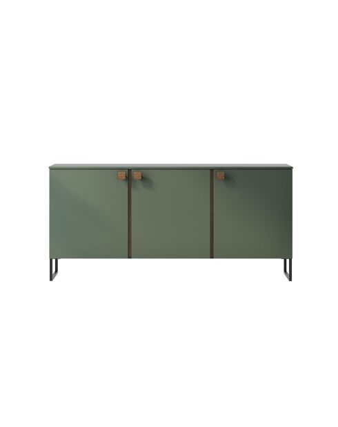 Buffet 3 portes Thessa vert gris/noyer - 90x184x40 cm