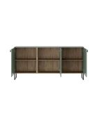 Buffet 3 portes Thessa vert gris/noyer - 90x184x40 cm