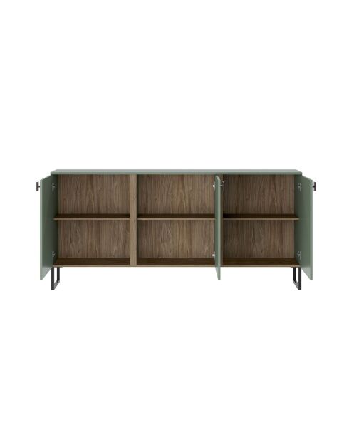 Buffet 3 portes Thessa vert gris/noyer - 90x184x40 cm