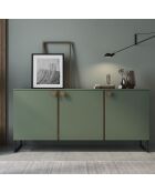 Buffet 3 portes Thessa vert gris/noyer - 90x184x40 cm