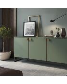 Buffet 3 portes Thessa vert gris/noyer - 90x184x40 cm
