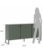 Buffet 3 portes Thessa vert gris/noyer - 90x184x40 cm