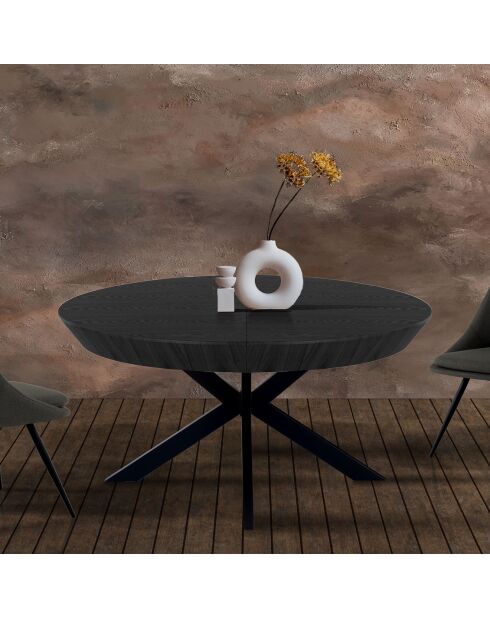 Table ronde extensible Stor noire - 76 cmxØ.130 cm
