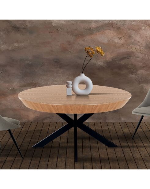 Table ronde extensible Stor noire - 76 cmxØ.130 cm