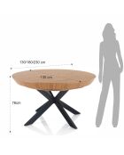 Table ronde extensible Stor noire - 76 cmxØ.130 cm