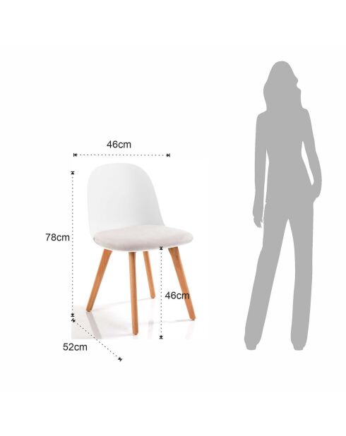 4 Chaises Jade Bois blanches - 78x46x52 cm