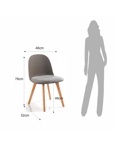 4 Chaises Jade Bois gris foncé - 78x46x52 cm