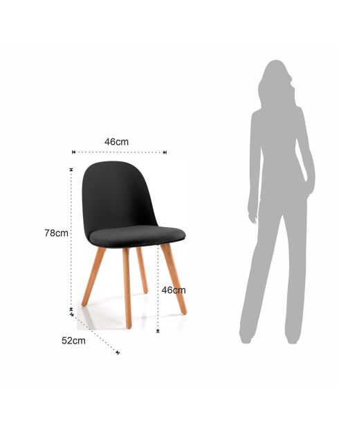 4 Chaises Jade Bois noires - 78x46x52 cm