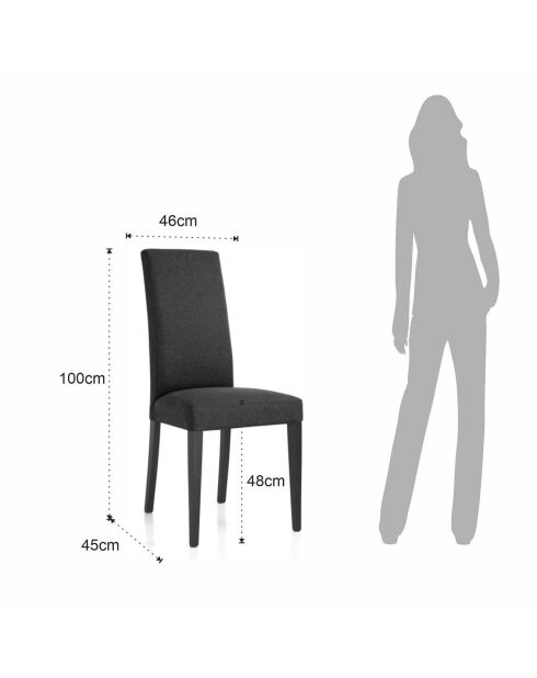 2 Chaises Lella Tissu anthracite - 100x46x45 cm