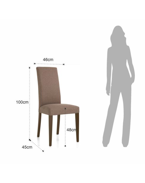 2 Chaises Lella Tissu latte - 100x46x45 cm