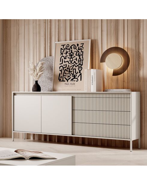 Buffet 2 portes + 3 tiroirs Gharbo beige - 81.4x187.1x39.5 cm