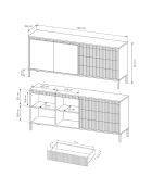 Buffet 2 portes + 3 tiroirs Gharbo beige - 81.4x187.1x39.5 cm