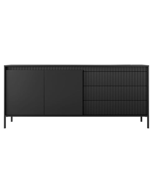 Buffet 2 portes + 3 tiroirs Gharbo noir - 81.4x187.1x39.5 cm