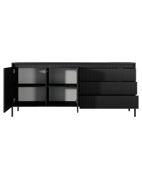 Buffet 2 portes + 3 tiroirs Gharbo noir - 81.4x187.1x39.5 cm