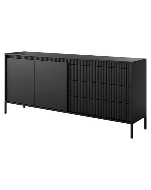 Buffet 2 portes + 3 tiroirs Gharbo noir - 81.4x187.1x39.5 cm