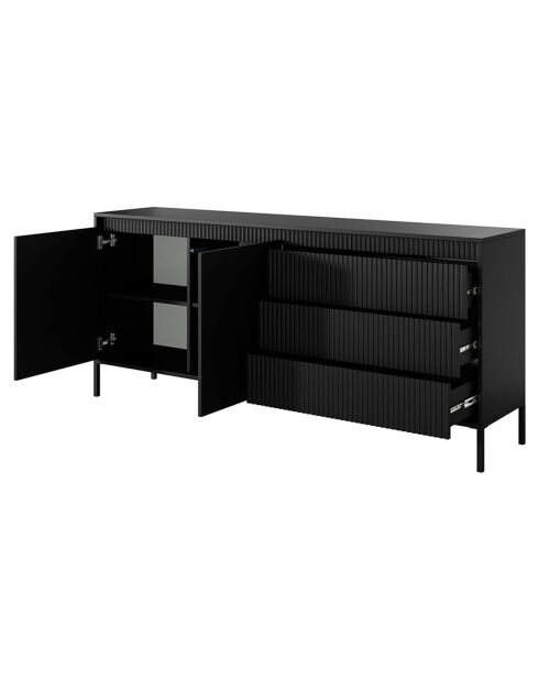 Buffet 2 portes + 3 tiroirs Gharbo noir - 81.4x187.1x39.5 cm