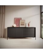 Buffet 2 portes + 3 tiroirs Gharbo noir - 81.4x187.1x39.5 cm