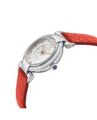 Montre Quartz Femme Berletta en Cuir & Diamants rouge