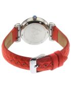 Montre Quartz Femme Berletta en Cuir & Diamants rouge
