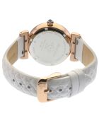 Montre Quartz Femme Berletta en Cuir & Diamants blanche
