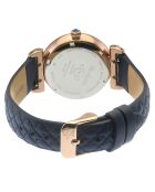 Montre Quartz Femme Berletta en Cuir & Diamants bleue