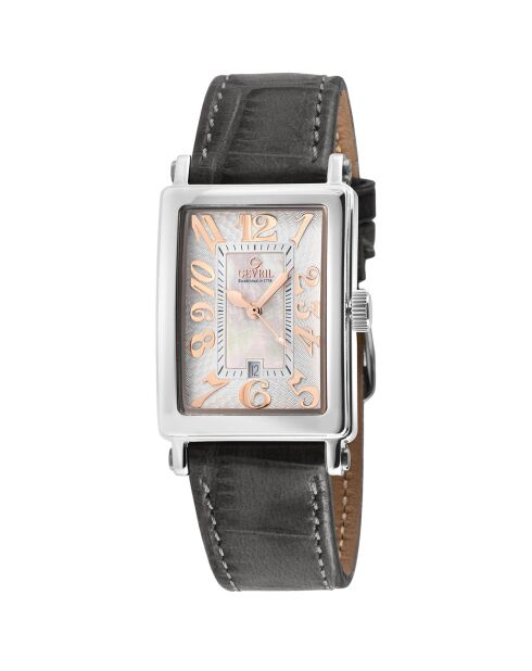 Mini orologio al quarzo da donna in pelle nera Avenue of Americas